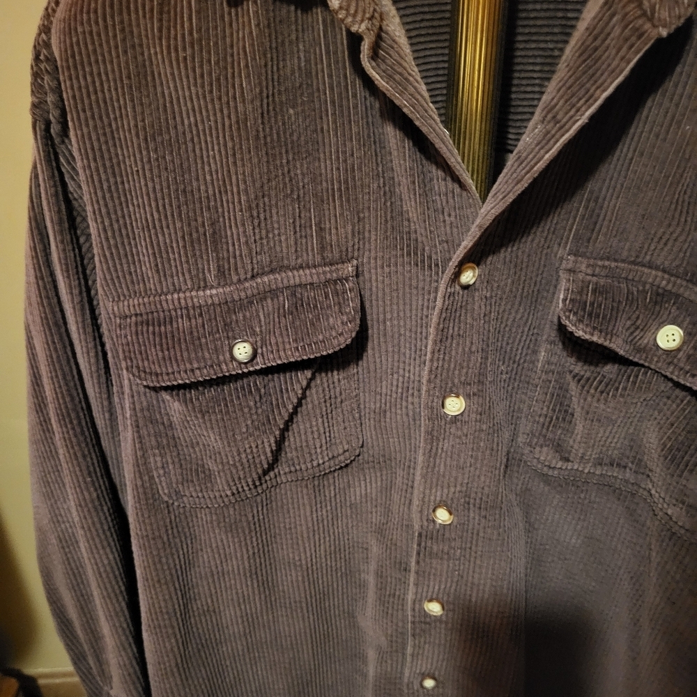 Vintage Y2K Structure Brown 100% Cotton Corduroy Long Sleeve  Shirt Large - Picture 6 of 6